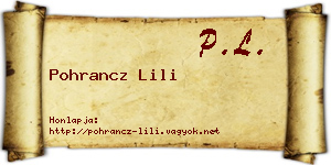 Pohrancz Lili névjegykártya